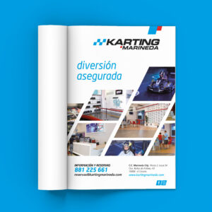 Diseño gráfico anuncio prensa Karting A Coruña